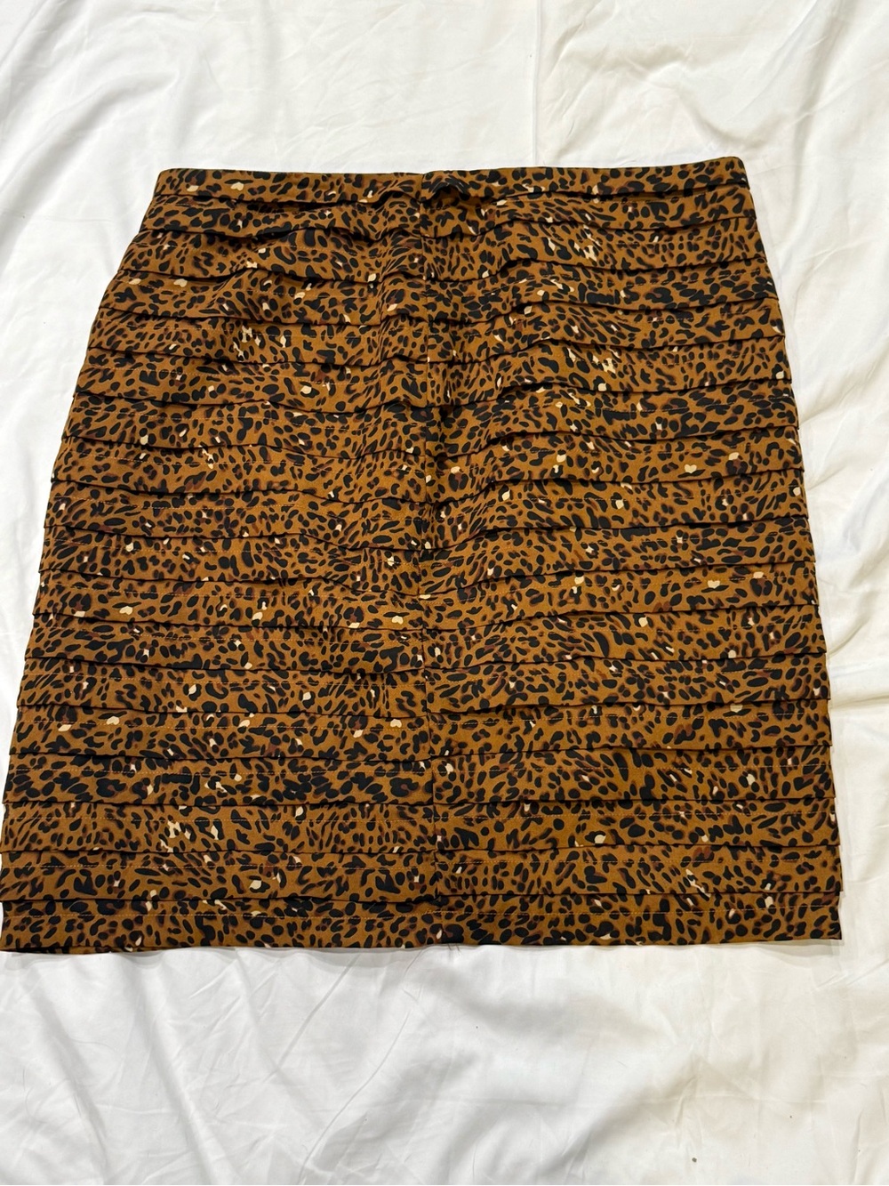 Women's Brown Leopard Print Pleated Skirt